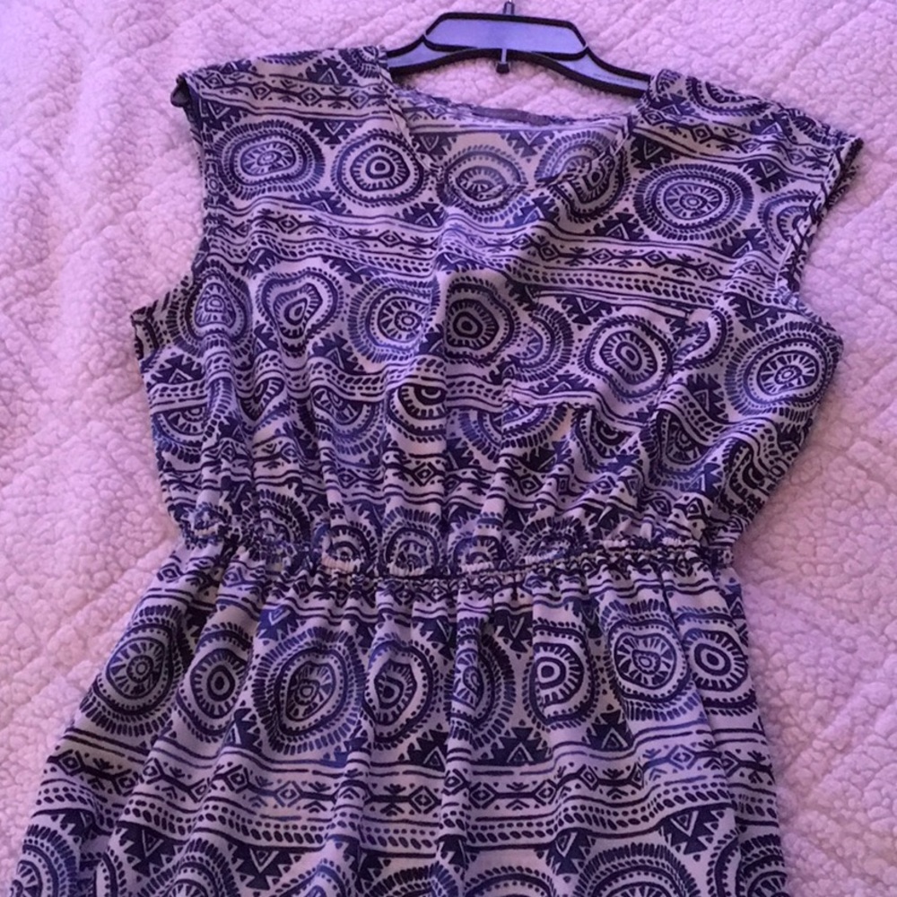Blue white mini summer dress